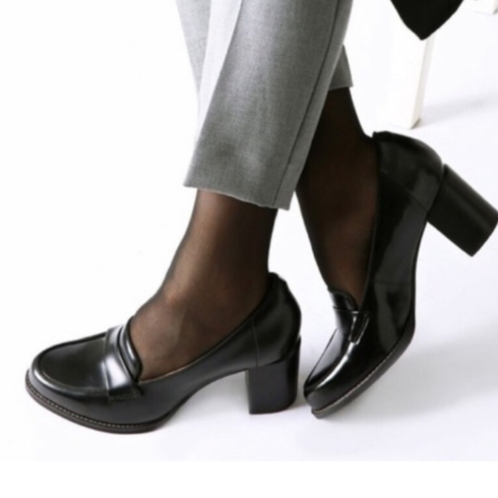 Clarks Black Heeled Loafers